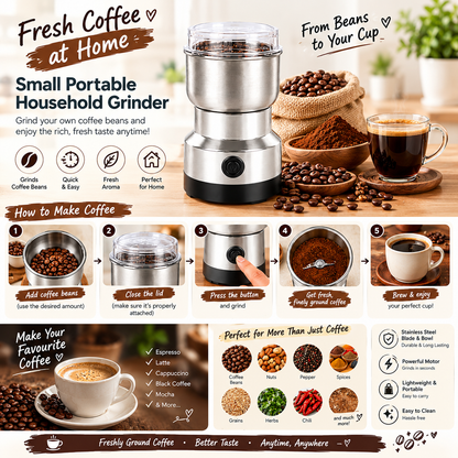 ☕ Portable Coffee & Spice Grinder – Freshly Ground in Seconds! 🌶️✨
