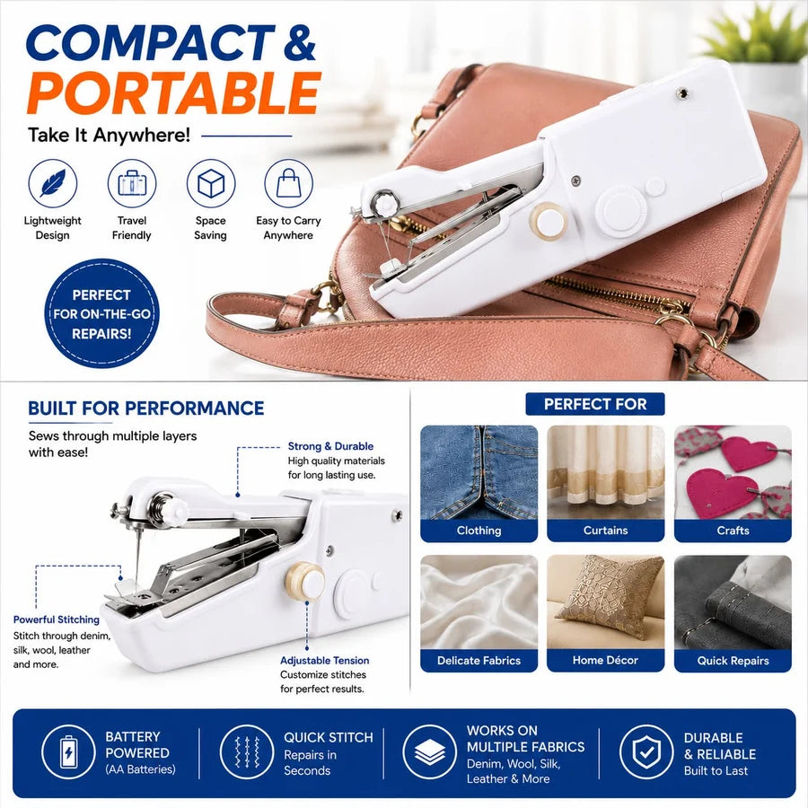 Portable Mini Sewing Machine – Compact, Easy-to-Use & Perfect for Quick Stitching at Home or on the Go